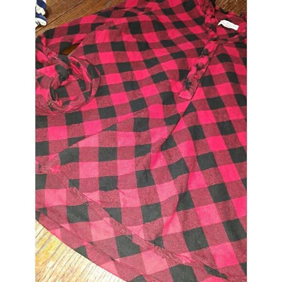 Large Kim Rogers Red Black Flannel Long Sleeve Button Front Shirt Buffalo Plaid - Picture 4 of 5